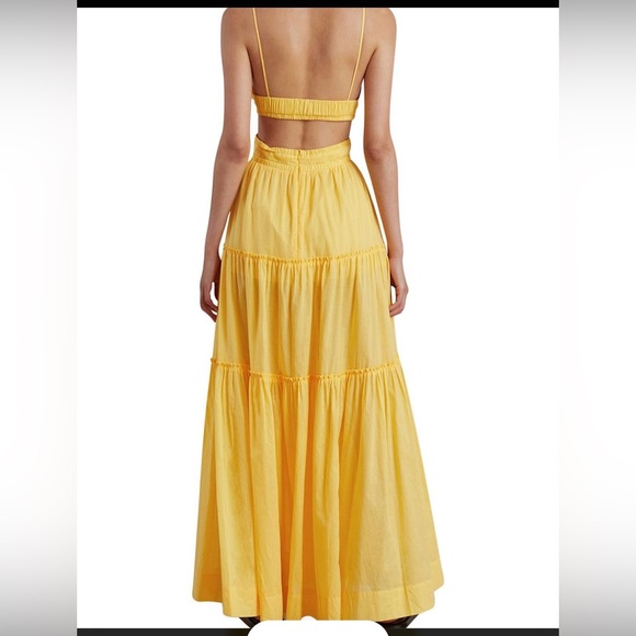 bec + bridge Carla V Neck Tiered Skirt Yellow Backless Maxi Dress - Picture 4 of 7